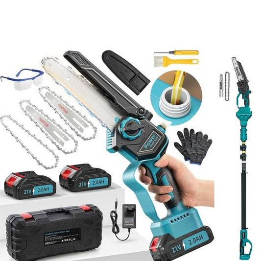 Mini Motosega Professionale - Senza fili (Accessori inclusi)